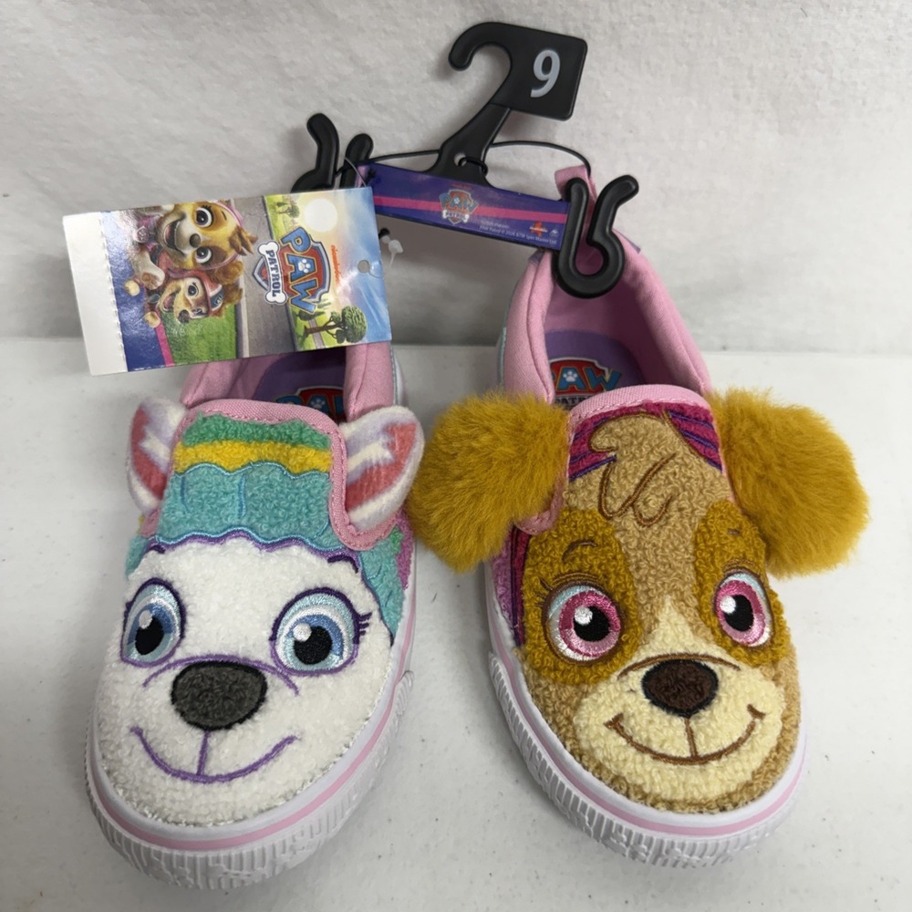 Paw Patrol Slip on fuzzy character toddler  sneakers SIZE 9